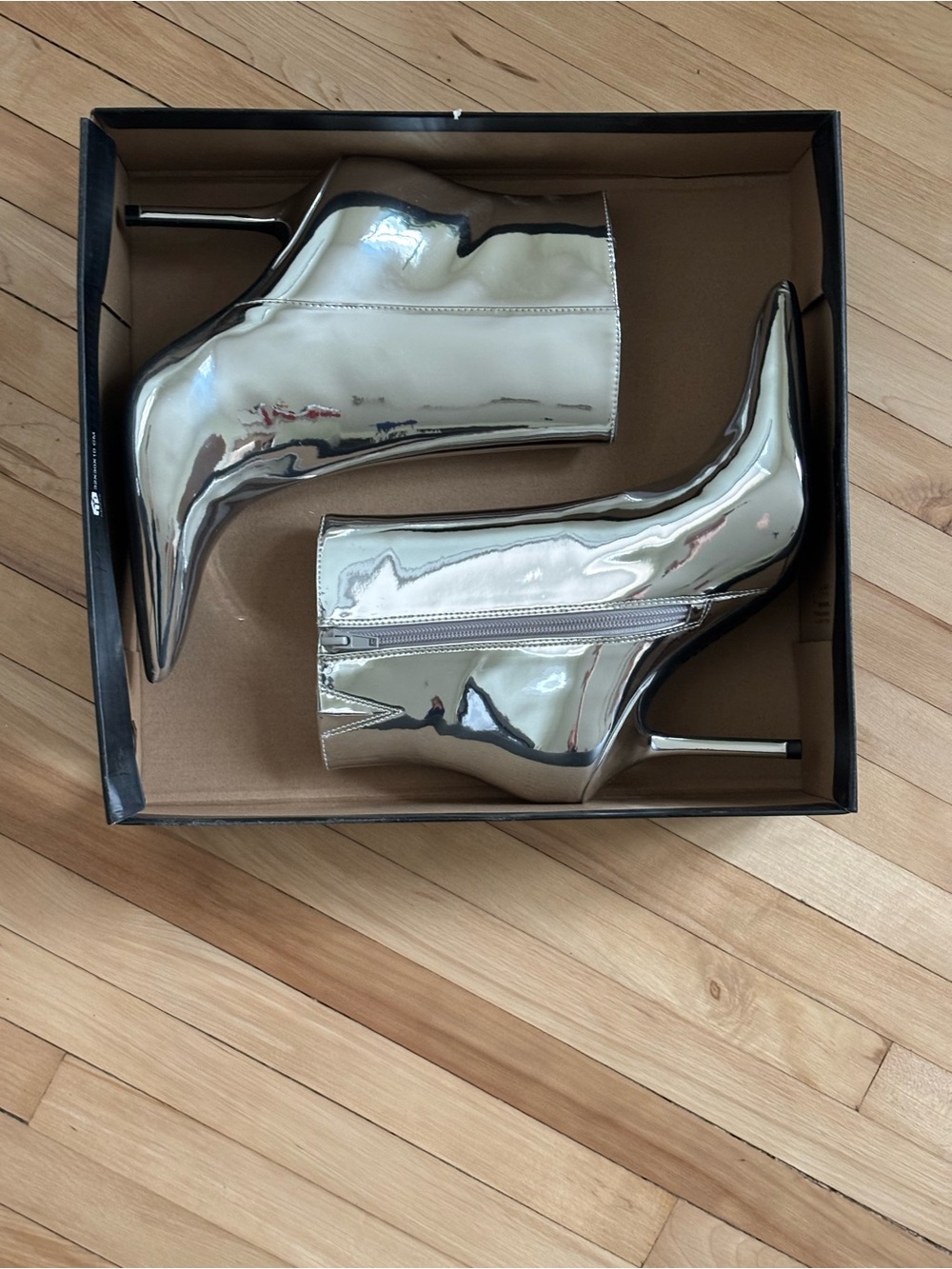INC International Concepts Silver Mirror Pointed-Toe Stiletto Ankle Boots